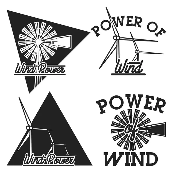 Emblemas de energía eólica vintage — Archivo Imágenes Vectoriales