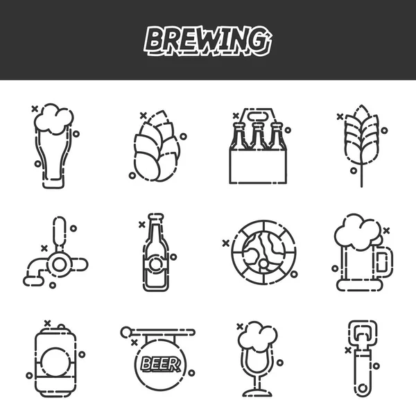 Cerveza iconos de dibujos animados conjunto — Vector de stock