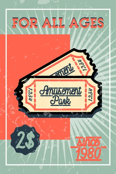 Banner Color Vintage Amusement Park . - Stok Vektor