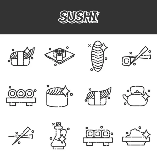 Суши-иконы мультфильмов — стоковый вектор