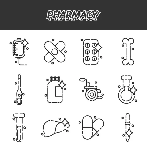 Pharmacy cartoon concept icons — Stock Vector
