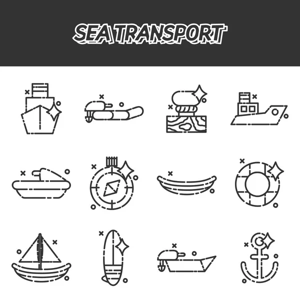Deniz taşıma karikatür kavramı simgeler — Stok Vektör