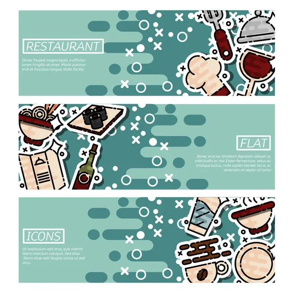 Set de Banners Horizontales sobre restaurante — Vector de stock