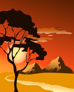 Parlak sarı gündoğumu ve günbatımı seti