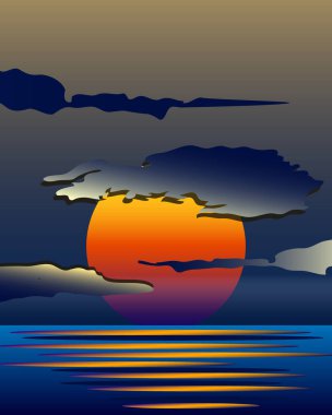 Parlak sarı gündoğumu ve günbatımı seti