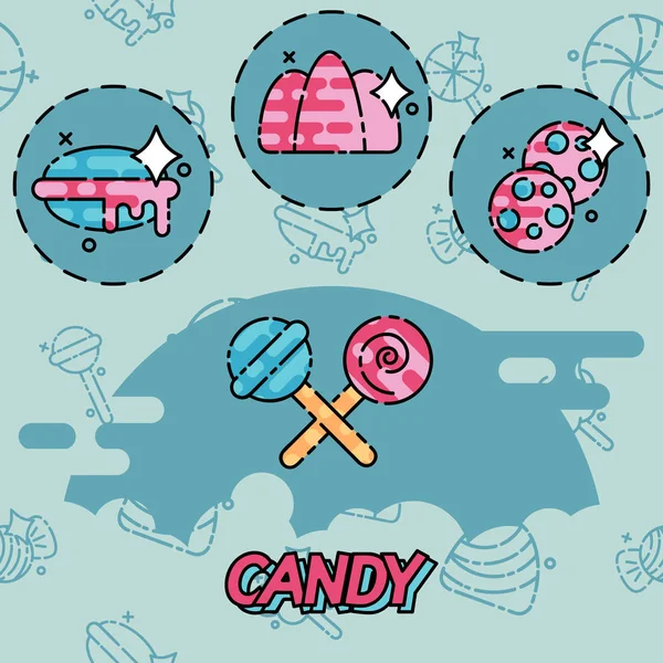 Candy platte concept pictogrammen — Stockvector