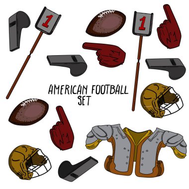 Çizilmiş Amerikan futbolu koleksiyonu el