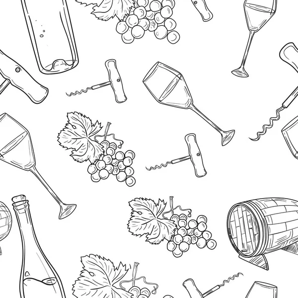 Padrão de vinho desenhado à mão — Vetor de Stock