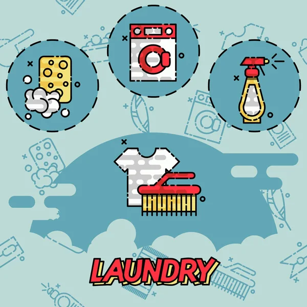 Laundry flat concept icons — Stock Vector