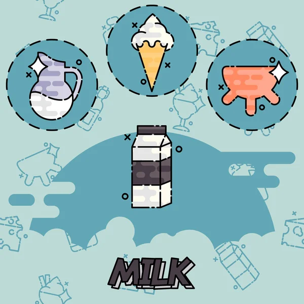 Milk production Icons set — Stock Vector