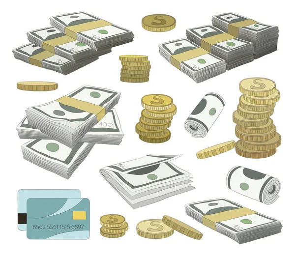 Collection of money set — Stock Vector