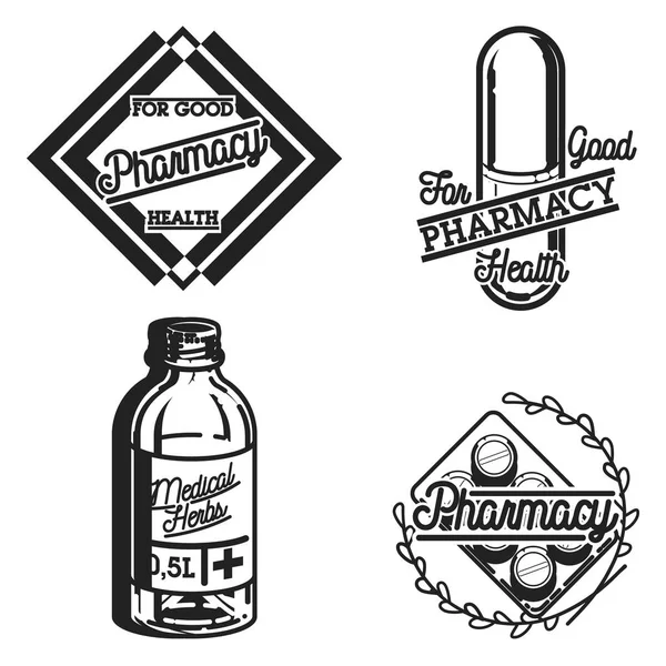 Cor emblemas farmácia vintage — Vetor de Stock