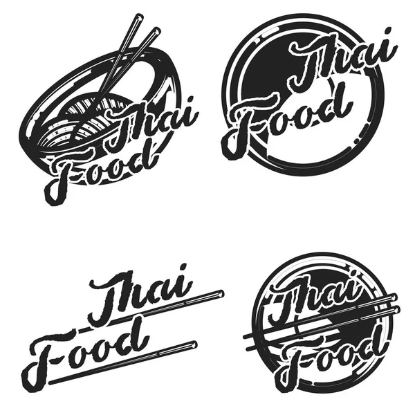 Color vintage thai alimentos emblemas — Vector de stock