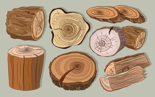Векторний набір дерев'яних пнів — стоковий вектор