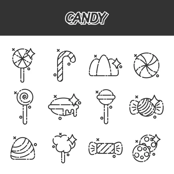 Icônes concept de dessin animé bonbons — Image vectorielle