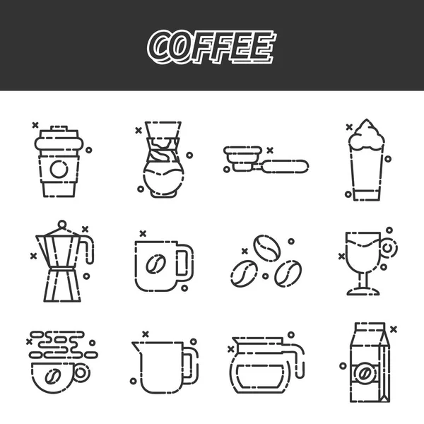 Iconos concepto de dibujos animados de café — Archivo Imágenes Vectoriales