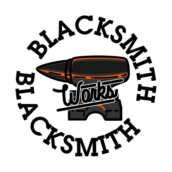 Cor vintage Blacksmith emblema — Vetor de Stock