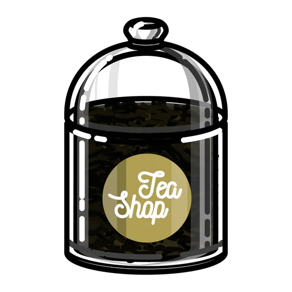 Farbe Vintage Tea Shop Emblem Vektorkartendesign Mit Tee Teehaus Plakat — Stockvektor