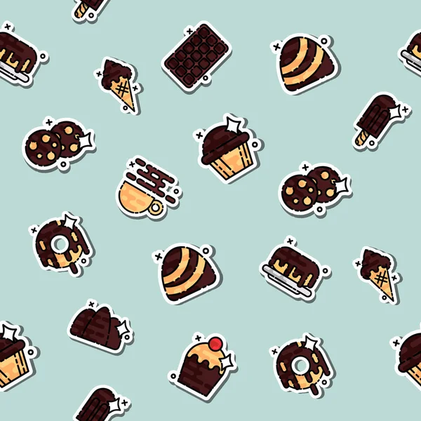 초콜릿 개념 아이콘 패턴 — 스톡 벡터