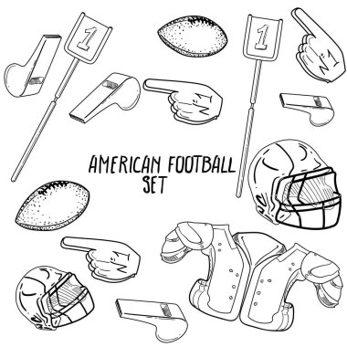 Çizilmiş Amerikan futbolu öğeleri el