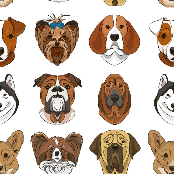 Ilustración vectorial de diferentes razas de perros — Vector de stock