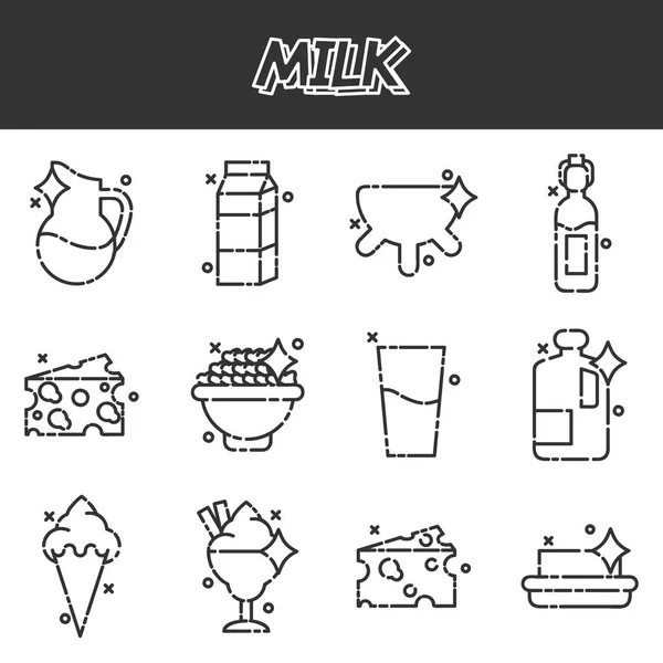 Production de lait icônes concept dessin animé — Image vectorielle