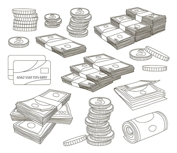 Colección de conjunto de dinero — Vector de stock