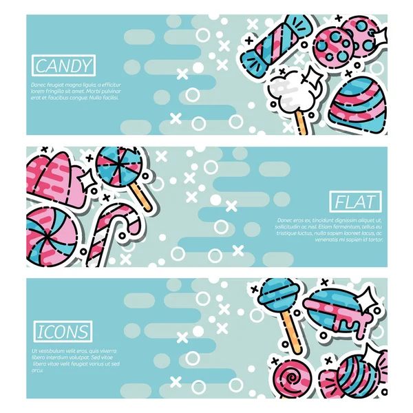 Set of Horizontal Banners about candy — Stock Vector