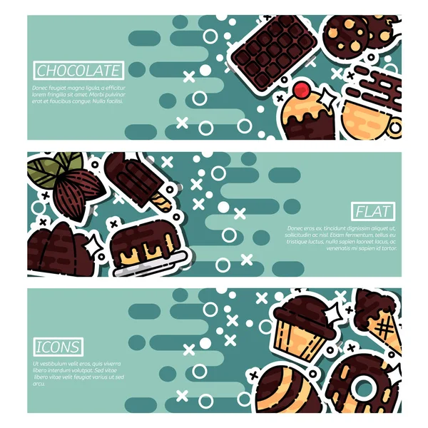 Ensemble de bannières horizontales sur le chocolat — Image vectorielle
