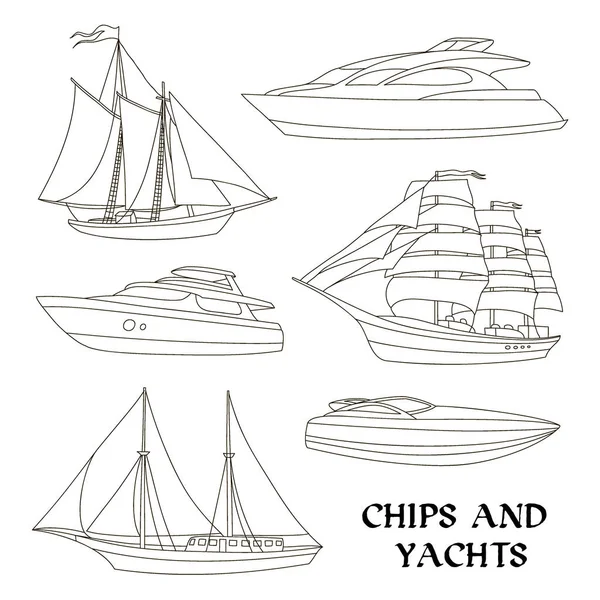 Ships and yachts set — Stock Vector