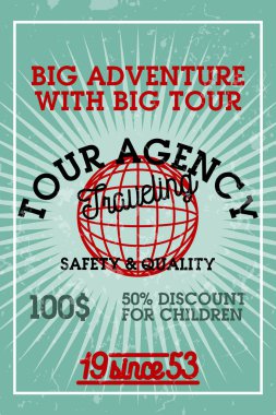 Renk vintage tur ajansı afiş