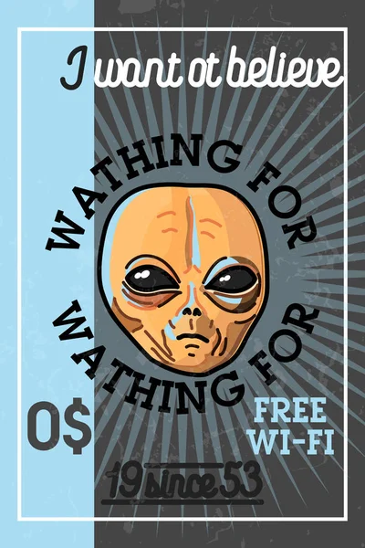 Farbe Vintage Ufo Banner mit Design-Elementen. Vektor-Illustration, Folge 10 — Stockillustration Farbe Vintage Ufo Banner — Stockvektor