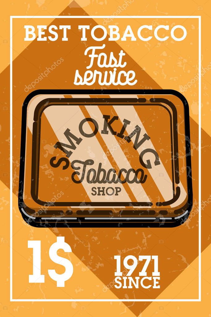 Color vintage tobacco shop banner. Smoke shop. Gentleman club badge, tobacco retail symbol vector illustration.