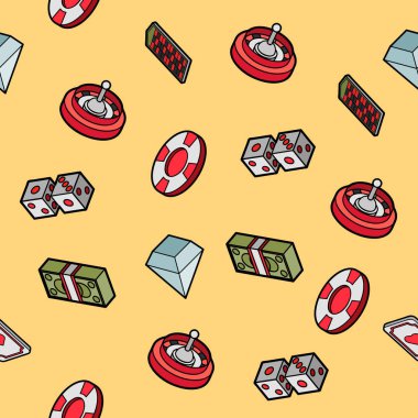 Casino düz anahat izometrik desen