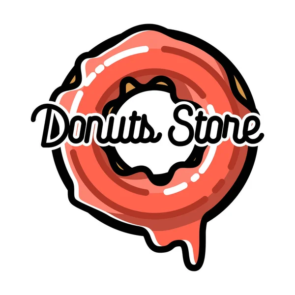 Cor donuts vintage loja emblema — Vetor de Stock