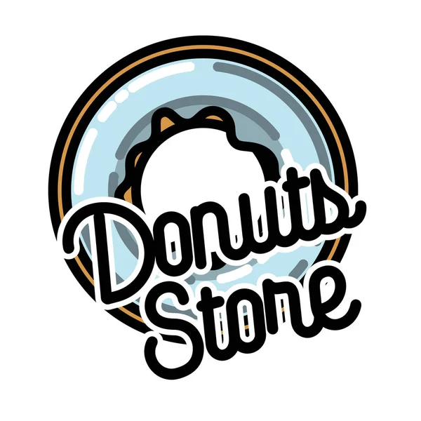 Farbe Vintage Donuts Store Emblem — Stockvektor