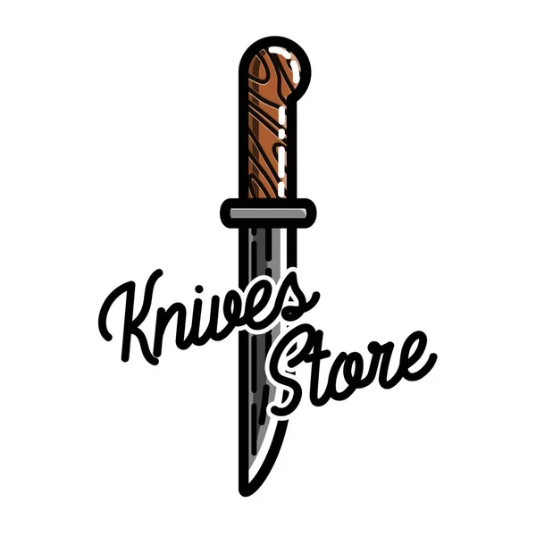 Колір старовинних ножів магазин емблема — стоковий вектор