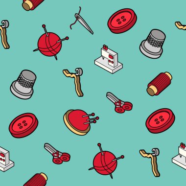 Dikiş düz anahat izometrik desen