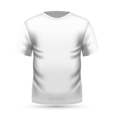 Mens beyaz t-shirt ile kısa kollu ön görünümü. Vektör çizim, Eps 10