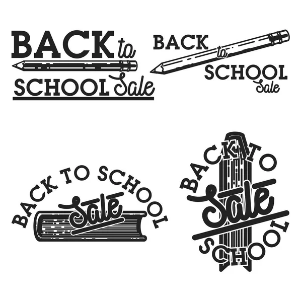 Cor Vintage Volta Escola Emblemas Venda Etiquetas Criativas Ilustração Vetorial — Vetor de Stock