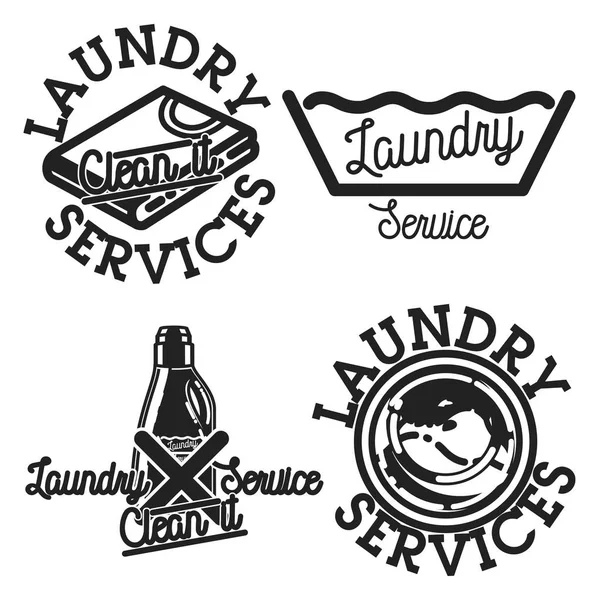 Färg Vintage Tvätt Tjänster Emblem Med Designelement Vektorillustration Eps — Stock vektor