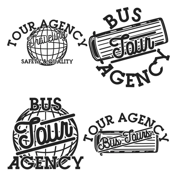 Color Vintage Tour Agency Emblems Labels Badges Design Elements Vector — Stock Vector