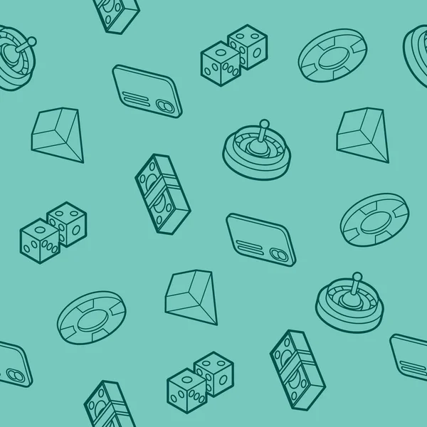 Casino düz anahat izometrik desen. Vektör çizim, Eps 10