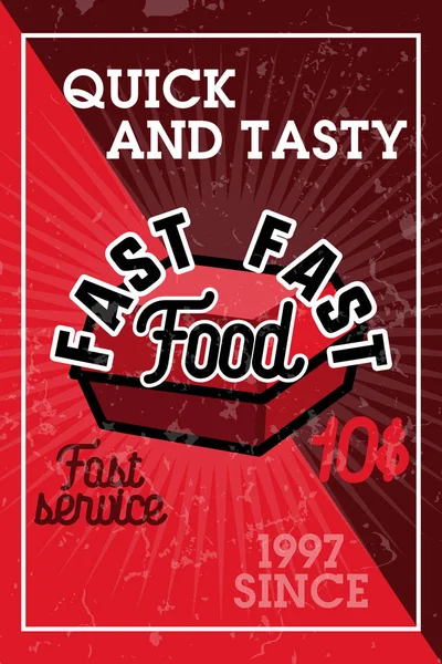 Cor Banner Fast Food Vintage Modelo Design Ilustração Vetorial —  Vetores de Stock