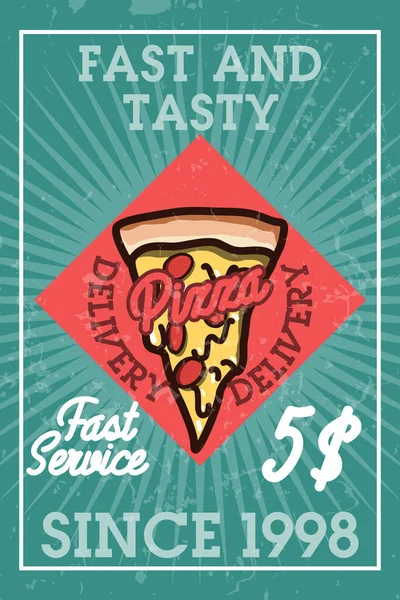 Tasarım öğeleri ile renk vintage pizza teslim banner. Vektör çizim, Eps 10