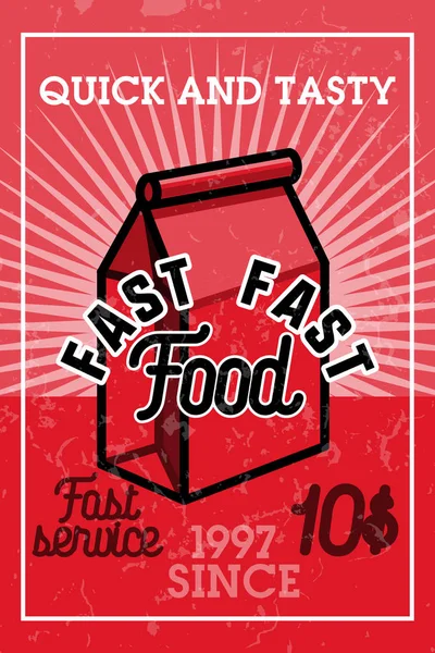 Cor Banner Fast Food Vintage Modelo Design Ilustração Vetorial —  Vetores de Stock