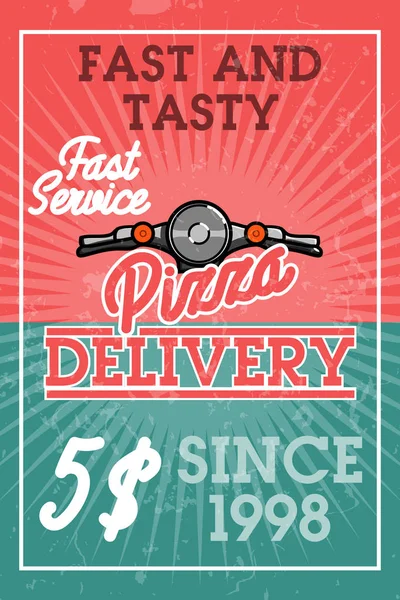 Color Vintage Pizza Delivery Banner Design Elements Vector Illustration Eps — Stock Vector
