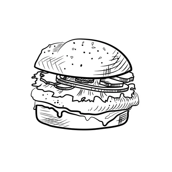 Illustration Dessinée Main Croquis Cheeseburger Illustration Vectorielle Eps — Image vectorielle