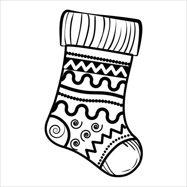 Kroki Noel Çorap Elle Çizilmiş Tarzı Vektör Çizim Eps — Stok Vektör