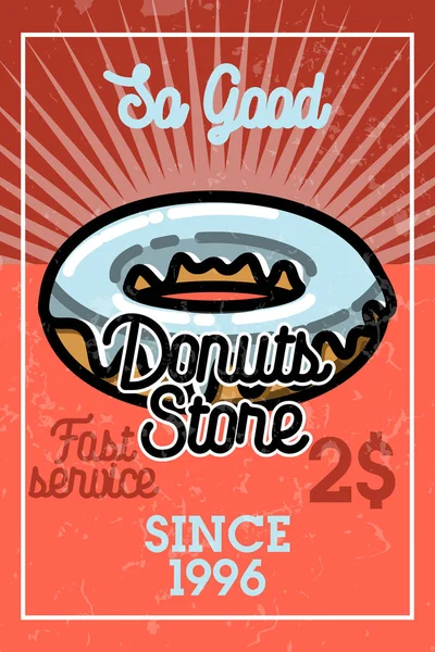 Cor Vintage Donuts Loja Banner Ilustração Vetorial Eps —  Vetores de Stock